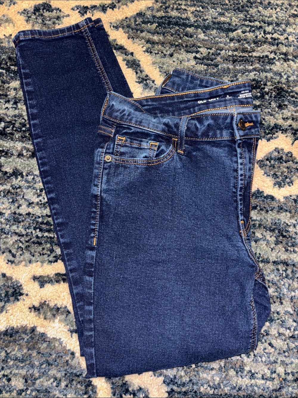 Old Navy Dark Blue Women's Mid-Rise Rockstar Skinny Jeans